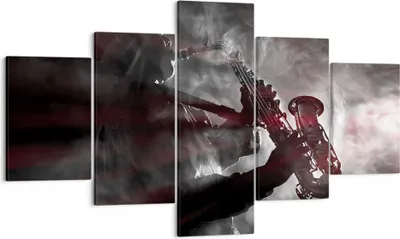 Produktbild von Bild auf Leinwand - Leinwandbild - 5 Teile - Musiker Saxophonist Schwarz - 125x70cm - Wand Bild - Wanddeko - Wandbilder - Leinwanddruck - Bilder - Wanddekoration - Leinwand bilder - EA125x70-4276