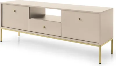 Produktbild von Furniture24 Fernsehschrank Mono Mrtv154 Tv-Schrank 154 X 56 X 39 Cm Lowbnoard Beige/Goldenes Gestell
