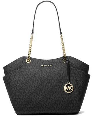 Produktbild von Michael Kors Jet Set Large Schultertasche Damen mit Kettenhenkeln Logo Schwarz 40 x 25 x 13 cm