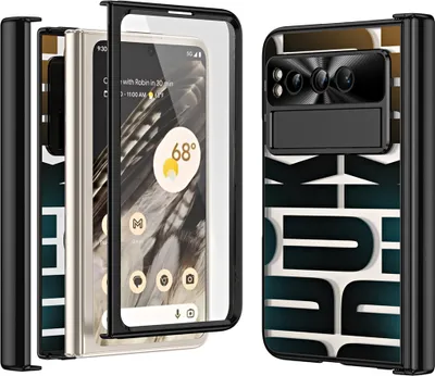 Produktbild von Hülle für Google Pixel Fold Hülle mit Displayschutz und Scharnierschutz, Galvanisierter Klar Schutzhülle Schwarz
