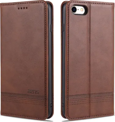 Produktbild von LaimTop LederHülle für iPhone SE 2020, Klapphüllen Brieftasche Magnetverschluss Ständer Schutzhülle für iPhone SE 2020 / iPhone 7 / 8 Kaffee