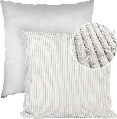 Produktbild von Dekokissen Kissenhülle mit Reißverschluss Kissenbezug Cordsamt Kissenbezug Weiß 40x40cm mit Füllung