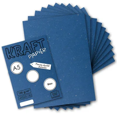 50 Blatt Kraftpapier Blau DIN A5 120 g/m² – Recyclingpapier