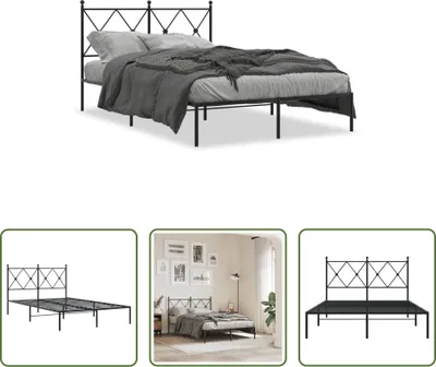 Produktbild von The Living Store Bettgestell mit Kopfteil Metall Schwarz 120x190 cm