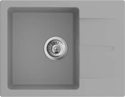 Obrázek produktu pro Granitový dřez - Dřez - Kuchyňský dřez - Šedá barva - 59,5 x 46 cm - Dřez do zabudování - Odolný proti poškrábání, moderní, úsporný, včetně sifonu, Rivo 59