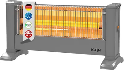 Produktbild von ICQN Infrarot Standheizstrahler, Für Räume bis 10m², 900 W, IP20, Elektroheizung, 135 Zentimeter Kabel, Heizstrahler für Büro oder Haus, Infrarotheize