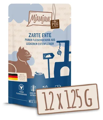 Image de MjAMjAM - Quetschieschie - 12x125g canard pur Nourriture humide pour chats Alimentation complète