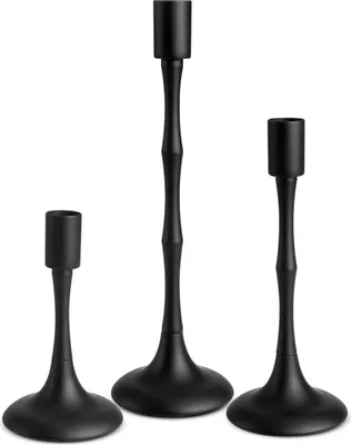 Produktbild von Towond Kerzenhalter, konischer Kerzenständer, Metallkandelaber für Hochzeit, Esszimmer, Zuhause, dekorativ, Schwarz, 3er-Set