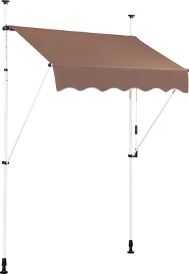 Immagine prodotto di COSTWAY Tenda da sole a morsetto larga 150 cm, tenda da sole per balconi senza foratura, resistente ai raggi UV, regolabile in altezza, idrorepellente, tenda da sole con manovella caffè