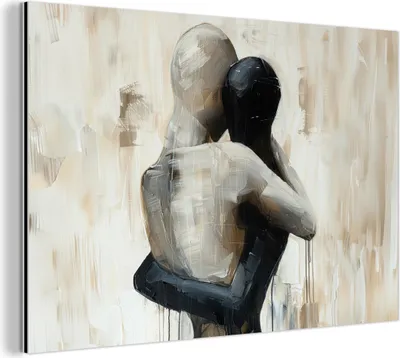 Produktbild von MuchoWow Wanddekoration Metall Metallbild Wandkunst 30x20 cm Abstrakt - Liebe - Schwarz und weiß - Modern MuchoWow Aluminium Gemälde - Aluminiumgemälder