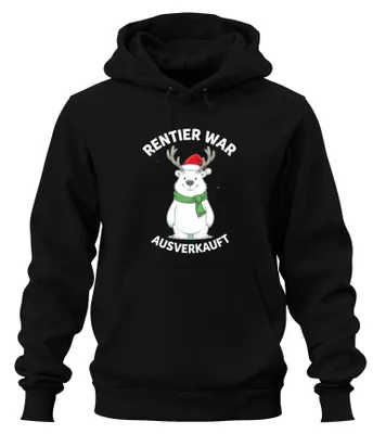 Zdjęcie produktu dla Reindeer was sold out funny Christmas polar bear antlers gift uni  bluza z kapturem, czarny, L