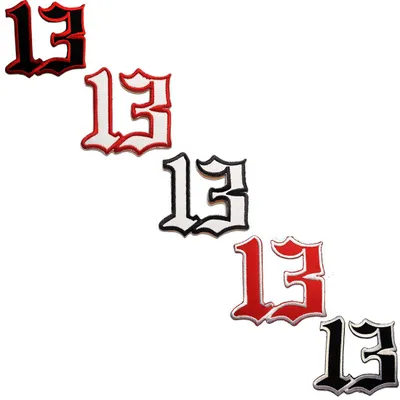 Produktbild von Nummer 13 Dreizehn Glückszahl 13 - Aufnäher, Bügelbild, Aufbügler, Applikationen, Patches, Flicken, Zum Aufbügeln, Größe: 7,5 x 7,3 cm