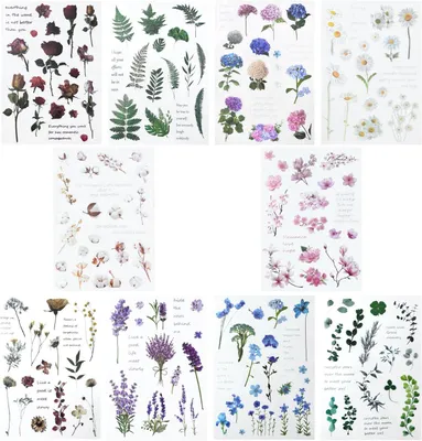 Obrázok produktu pre Samolepky kvetov 160 kusov, samolepiace, priehľadné, na scrapbooking