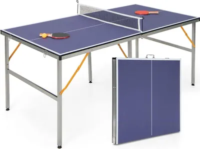 Immagine prodotto di Set da tavolo da ping pong portatile con rete, 2 racchette e 3 palline da mini tavolo da ping pong