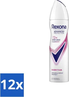 Immagine prodotto di Rexona Deodorante Spray Advanced Protection Ultra Dry Biorhythm 150 ml - Confezione risparmio - 12 pezzi