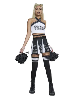 Produktbild von Vampier Cheerleader "Vamp" Dame Wit-Zwart Kostuum L