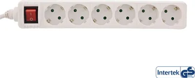Produktbild von InLine® Steckdosenleiste, 6-fach Schutzkontakt, mit Schalter, weiß, 5m