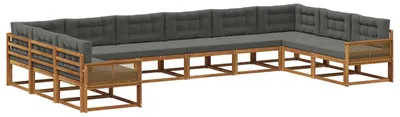 Produktbild von vidaXL Outdoor-Sofagarnitur mit Kissen 10 pcs Natur und Anthrazit