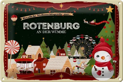 Produktbild von Blechschild Weihnachten Grüße aus ROTENBURG AN DER WÜMME 30x20cm