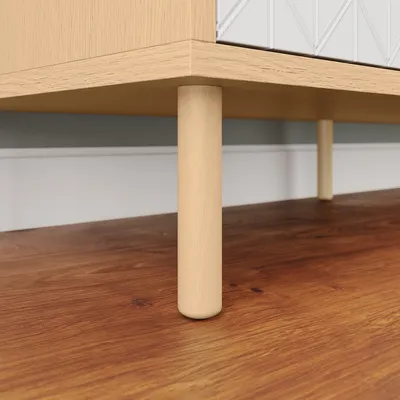Produktbild von Runder Holz-Möbelfuß Holzstempel massiv Buchenholz Ø 50mm Möbelbein Holzfuß Schrankstütze 250mm