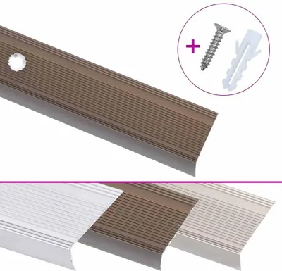 Zdjęcie produktu dla vidaXL Profil schodowy w kształcie litery L 15 szt. Aluminium 100 cm Brązowy