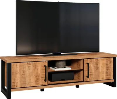 Produktbild von trendteam Wohnen Enna TV-Lowboard, Mango Nachbildung/Schwarz, B/H/T ca. 166/50/45 cm