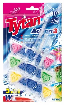Zdjęcie produktu dla Tytan Kostka do WC Action Flower Forest Lemon 3 x 40 g