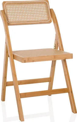 Obrázek produktu pro hjh LIVING skládací židle TUDELA BAMBOO bambus, ratan boční židle židle pro hosty židle skládací až do nosnosti 130 kg