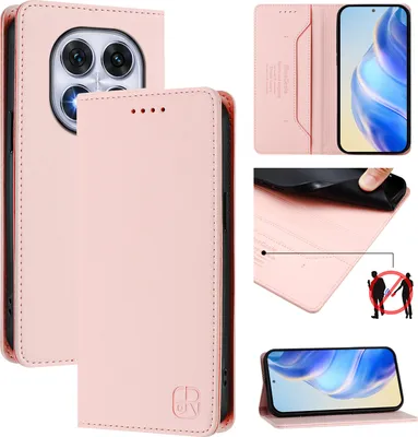 Produktbild von Lederhülle für Xiaomi Redmi Note 14 Pro 5G/Note 14 Pro+ 5G Hülle Flip Brieftasche Kartenfächern Ständer Schutzhülle Pink