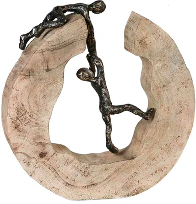 Immagine prodotto di Gilde Skulptur, rund, "Teamwork", Klettermotiv, Aluminium, Mangoholz, naturfarben, VE 1, L. 6 cm, B. 29 cm, H. 30 cm 71804 4001250718048