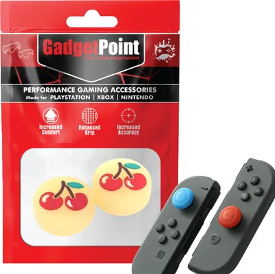 Produktbild von Thumbgrips - Thumb Grips voor Nintendo Switch Joy-Con Controllers - Gaming Thumbgrips - Performance Anti-Slip Thumbsticks - Bescherming Accessoires - Fruit - Kers geel -