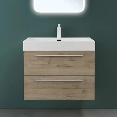 Produktbild von Mai & Mai Badmöbelset Komplett Set Waschbeckenunterschrank 73cm Unterschrank mit Waschschbecken aus Mineralguss Quadratto