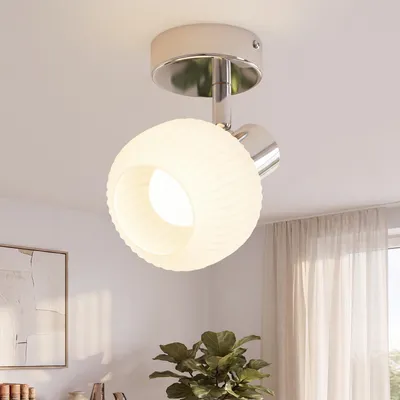 Zdjęcie produktu dla ZMH reflektor sufitowy 1 płomień lampa sufitowa lampa sufitowa do przedpokoju biały reflektor wewnętrzny vintage szklane spoty sufitowe nowoczesny design E14 350° obrotowe spoty do sypialni salon (bez żarówki)