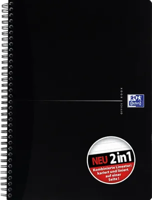 Produktbild von Oxford Essentials, Muster, Schwarz, A4+, 70 Blätter, 90 g/m², Kariertes Papier
