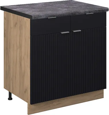 Obrázek produktu pro Spodní skříňka kuchyňské linky Vicco Fame-Line Černý pruhovaný 80 cm , PD Antracit, Model 50789