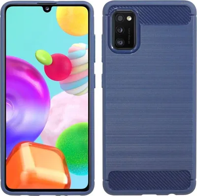 Produktbild von cofi1453® Silicone Case Bumper Carbon kompatybilny z SAMSUNG GALAXY A41 A415F Etui TPU Miękkie etui na telefon komórkowy Pokrowiec ochronny Niebieski