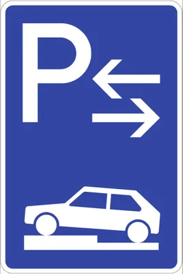 Produktbild von Verkehrsschild VZ315-73, Parken halb auf Gehwegen quer links (Mitte), Alu, RA...