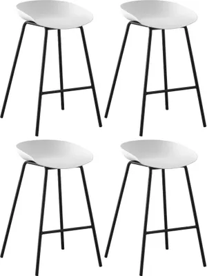 Immagine prodotto di Casa DolceSgabello da bar BUDINA, set di 4, 42x45,5x77 cm, bianco, seduta in polipropilene, portata 120 kg