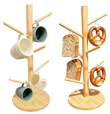 Brezelständer aus Bambus, 2 Stück, Ø 16+14 cm, Höhe 35 cm, natur