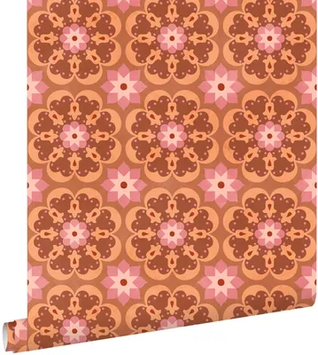 Productafbeelding van ESTAhome behang tegelmotief bruin, roze en paars 50 x 900 cm