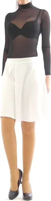 Produktbild von Swing Rock Midi hohe Taille Falten-Rock Gummibund Skirt maxi Midirock weiss S-M