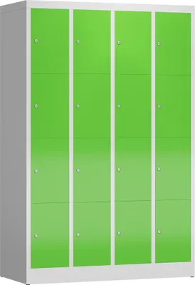 Produktbild von Schließfachschrank Fächerschrank 16 Fächer Spind 180x120x50cm lichtgrau/gelbgrün X-520445