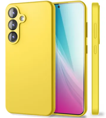 Image de Étui en silicone NALIA pour Samsung Galaxy S25 Plus – Protection de l'appareil photo et doublure intérieure – PHOENIX (étui Soft-Touch) – Marque berlinoise – Jaune fluo