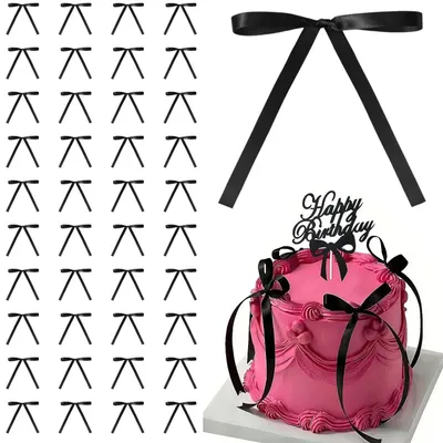 40 schwarze Satin-Schleifen für Deko & Geschenke