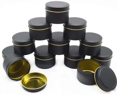 Produktbild von 12 Stück 8-Unzen-Kerzendosen, Metalldosen mit Deckel für die DIY-Kerzenherstellung, leere Kerzendosen für Lotionen, Minikerzen, Kosmetik, Schwarz