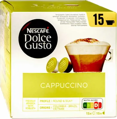 Zdjęcie produktu dla Nescafé Dolce Gusto Cappuccino Magnum, Kapsułka kawy, Cappuccino, Ciemna palona, Dolce Gusto, 15 kub., Wielobarwny