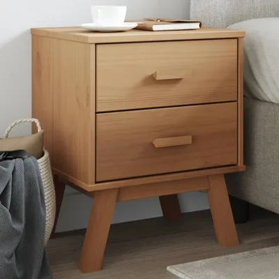 Imagen del producto de Maison Exclusive - Mesita de noche OLDEN, madera maciza de pino, color marrón