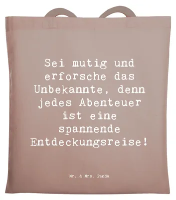 Produktbild von Mr. & Mrs. Panda Uni Tasche Spruch Unbekannte Orte erkunden - Braun Pastell - Geschenk, Abenteuerlust, Beutel, Geheimnisse entdecken, Zuversicht, Laptoptasche, Vertrauem