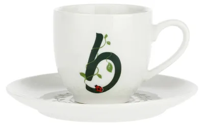 Kaffeebecher mit Untertasse 'B', 85 ml, Porzellan, Geschenkbox