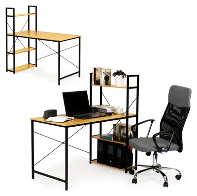 Obrázek produktu pro ModernHome dřevěný počítačový stůl s policí 120x64 cm